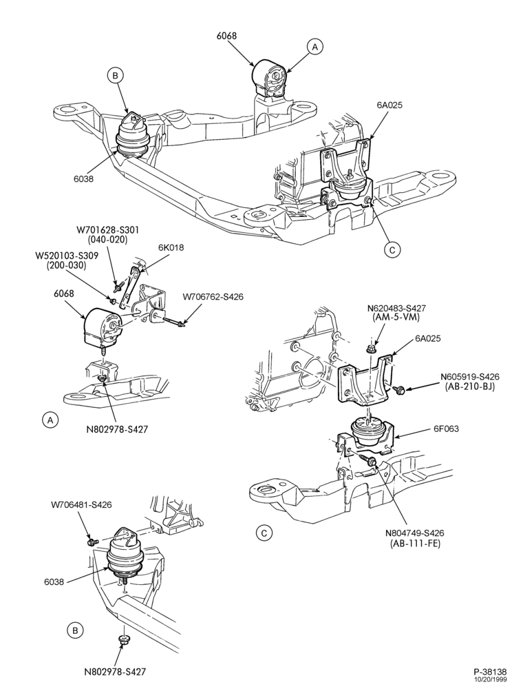 Схема 6 CYL. 3.0L - DOHC-Engine supports - AX4N - Page B