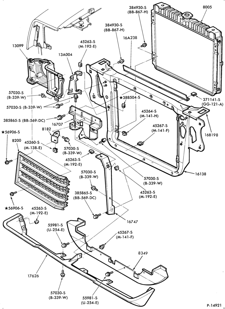 Схема Радиатор, GRILL AND COOLING-RADIATOR GRILLE & RELATED PARTS