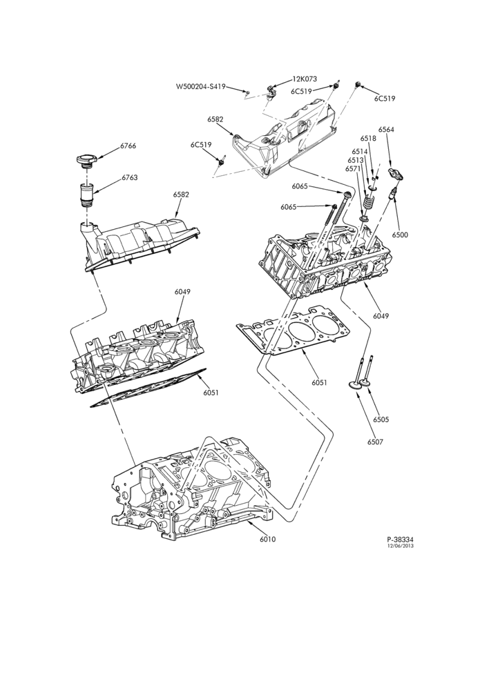 Схема 6 CYL. 4.0L - SOHC-Cylinder head, rocker arm cover, valves & related parts-BN