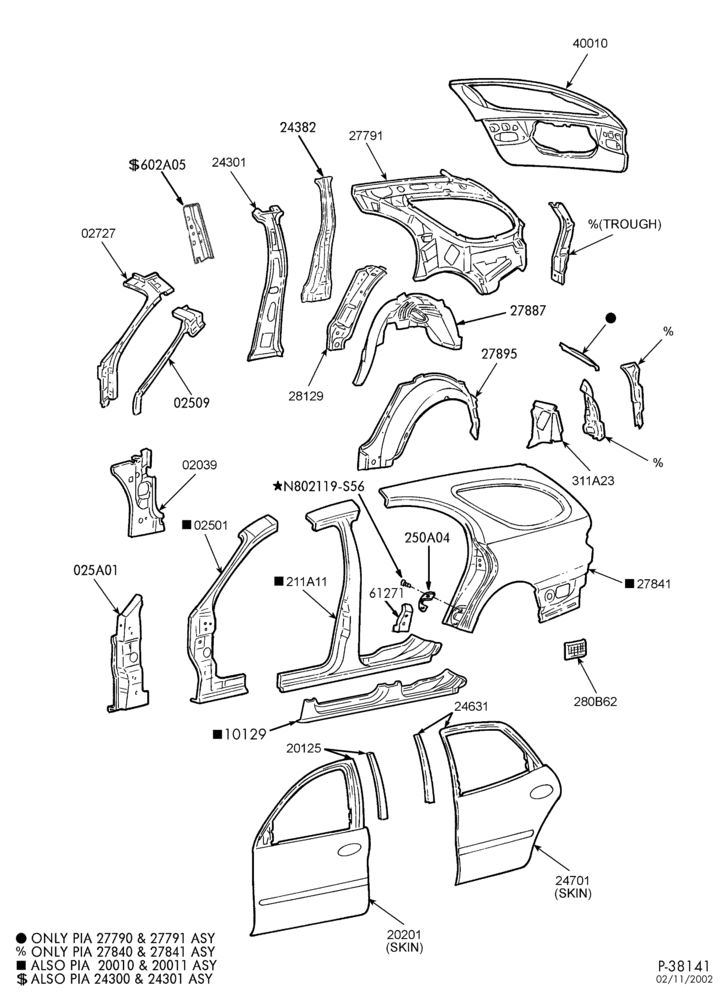 Схема SHEET METAL-74 - upper body - A, B & C pillar