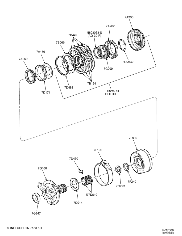 Схема AX4N TYPE - INTERNAL PARTS-Forward clutch, overdrive band & related parts