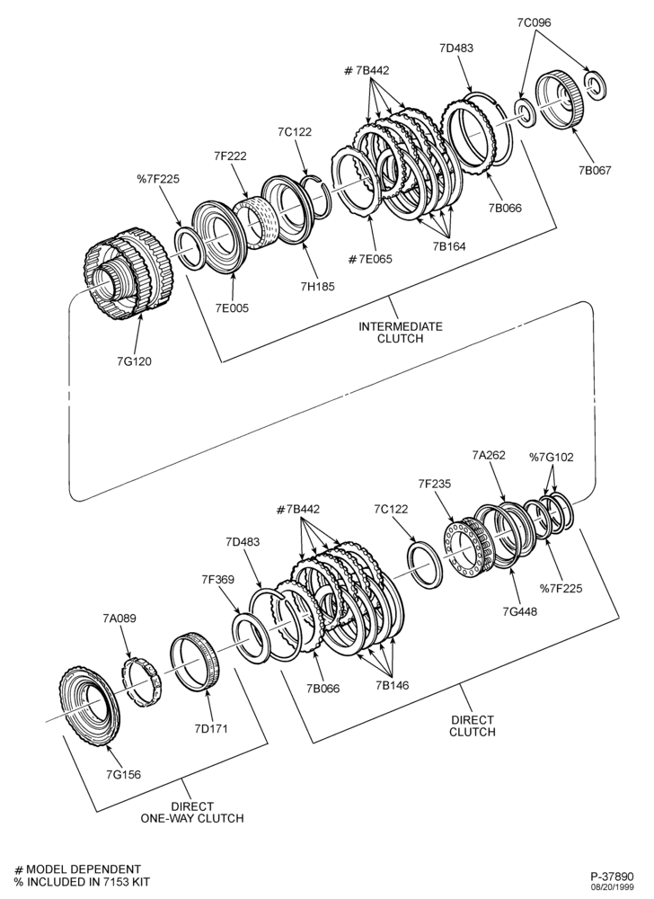 Схема AX4N TYPE - INTERNAL PARTS-Direct one-way, direct & intermediate clutches