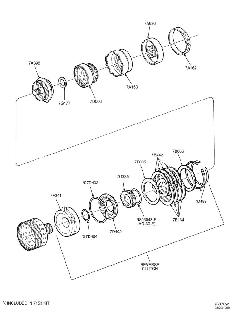 Схема AX4N TYPE - INTERNAL PARTS-Reverse clutch, planetaries & related parts
