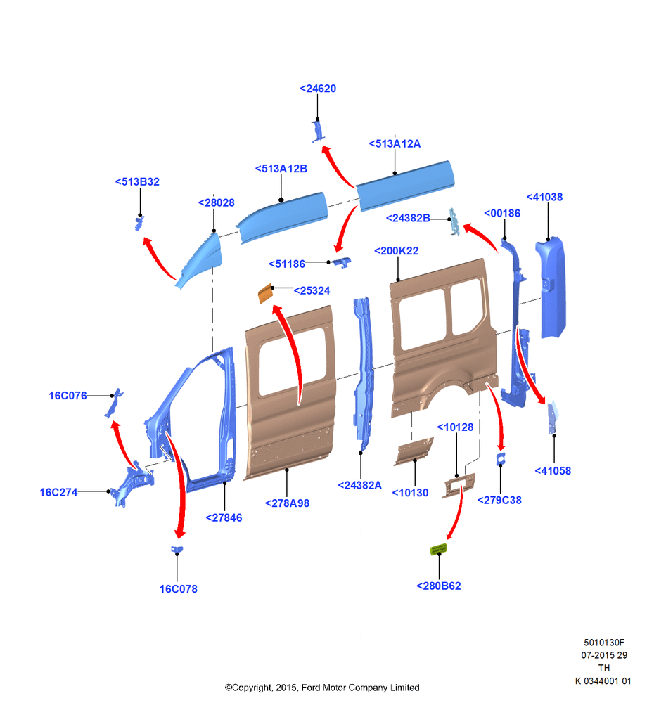 Схема Боковины наружные, All Long Series, Van/Bus, With RH Hinged Side Load Door, Bodyside Less Load Doors; 21.04.2014
