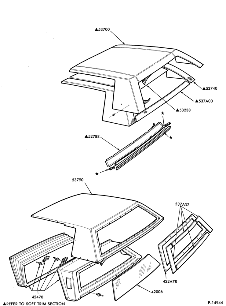 Схема LIFT/TAILGATE, LUGGAGE & BACK WINDOW-Roof parts - Towne Car