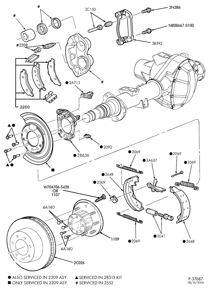 Схема BRAKES-Brake assembly - rear disc - single rear wheels-L1