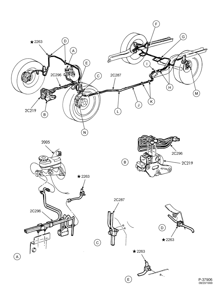 Схема BRAKES-Disc brake system - B/T 54 - with anti-lock - Page A