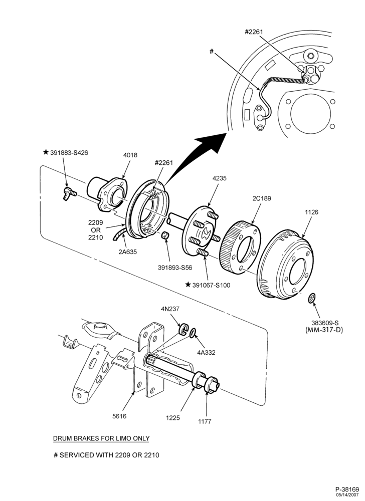 Схема BRAKES-Rear drum brake mounting & related parts - limo only