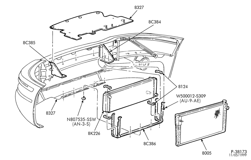 Схема Радиатор, GRILL AND COOLING-Radiator intercooler & related parts - 8 cyl. 5.4L-F150 Lightning