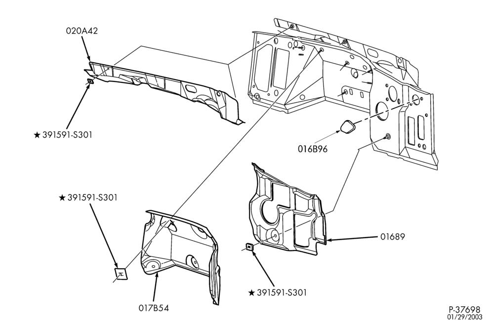 Схема SOFT, INTERIOR TRIM-Dash insulator - engine compartment - diesel-L1