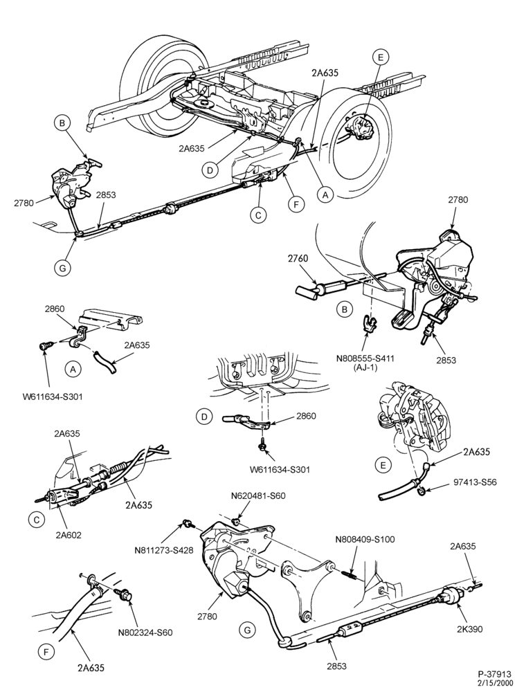 Схема BRAKES-Parking brake system - disc - B/T 74