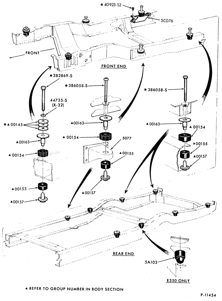 Схема FRAME-FRAME- body to frame mounts-E100/350