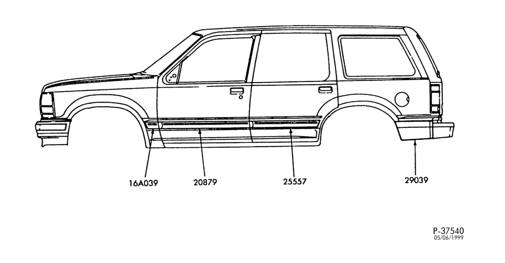 Схема Молдинг - 4 DOOR - BODY SIDE нижн.
