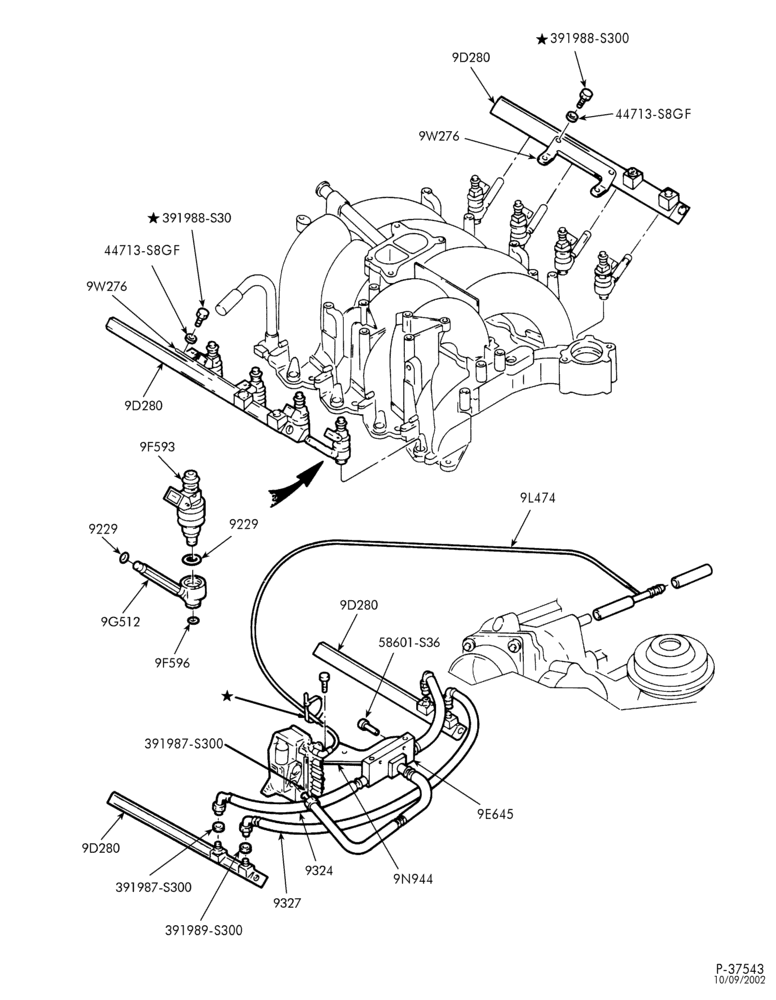 Схема 8-цил. 5,4 л - (BI-FUEL) - CNG/GAS - LPG/GAS-Fuel introduction system - CNG/GAS
