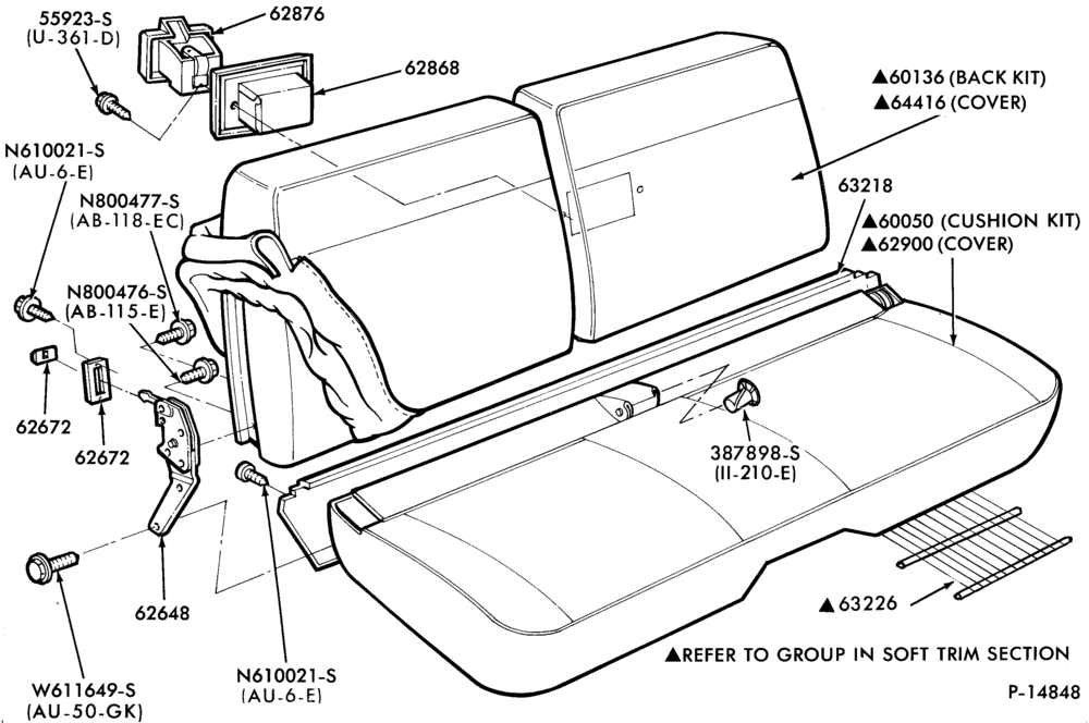 Схема SEATS AND SEAT BELTS-Seat back latch - manual - full width