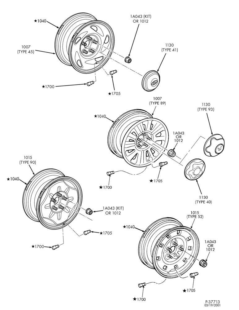 Схема Колёса, HUBS & DRUMS-Wheels & related parts - Page C-F150 (exc. 7700)