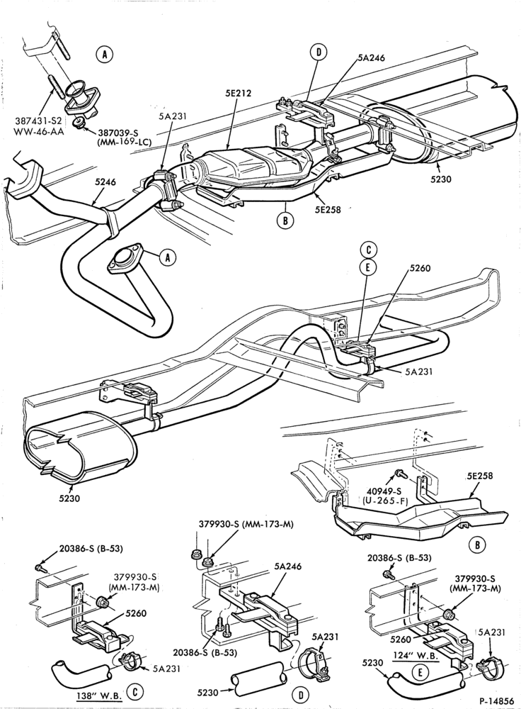 Схема EXHAUST SYSTEM-EXHAUST SYSTEM- 8 cyl. (1980)-302 (5.0L)-E100/250