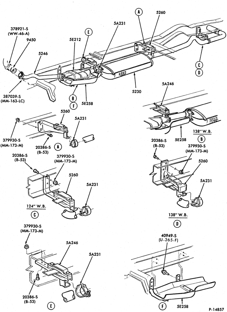 Схема EXHAUST SYSTEM-EXHAUST SYSTEM- 6 cyl. 300 (4.9L) - w/converter-E100/350