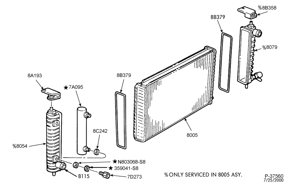 Схема Радиатор, GRILL AND COOLING-Cooling system - radiator details
