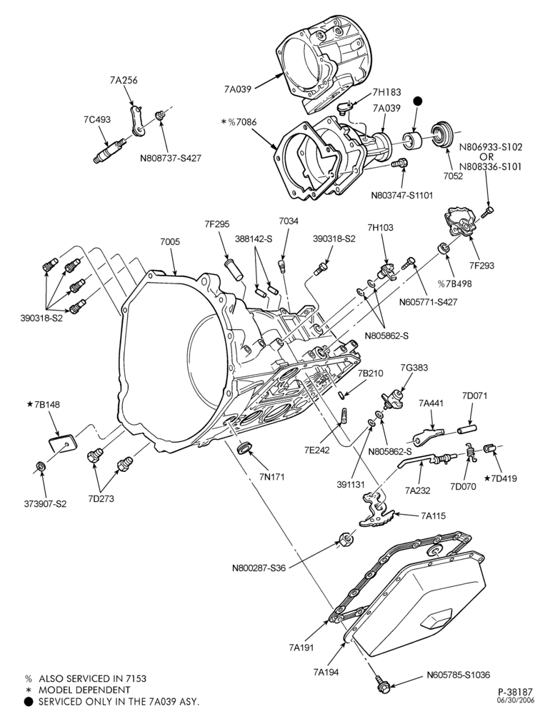 Схема 4R70W TYPE-INTERNAL PARTS - Case, extension housing & related parts-B,BN