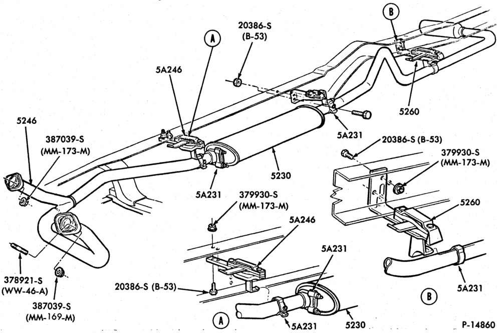 Схема EXHAUST SYSTEM-(1980)-460 (7.5L) - w/o converter-E350