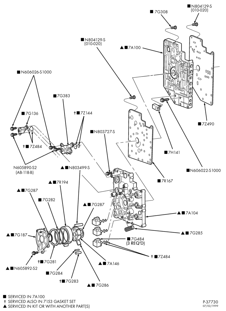 Схема AX4S TYPE - INTERNAL PARTS-Main control valve body (7A100) - Page A