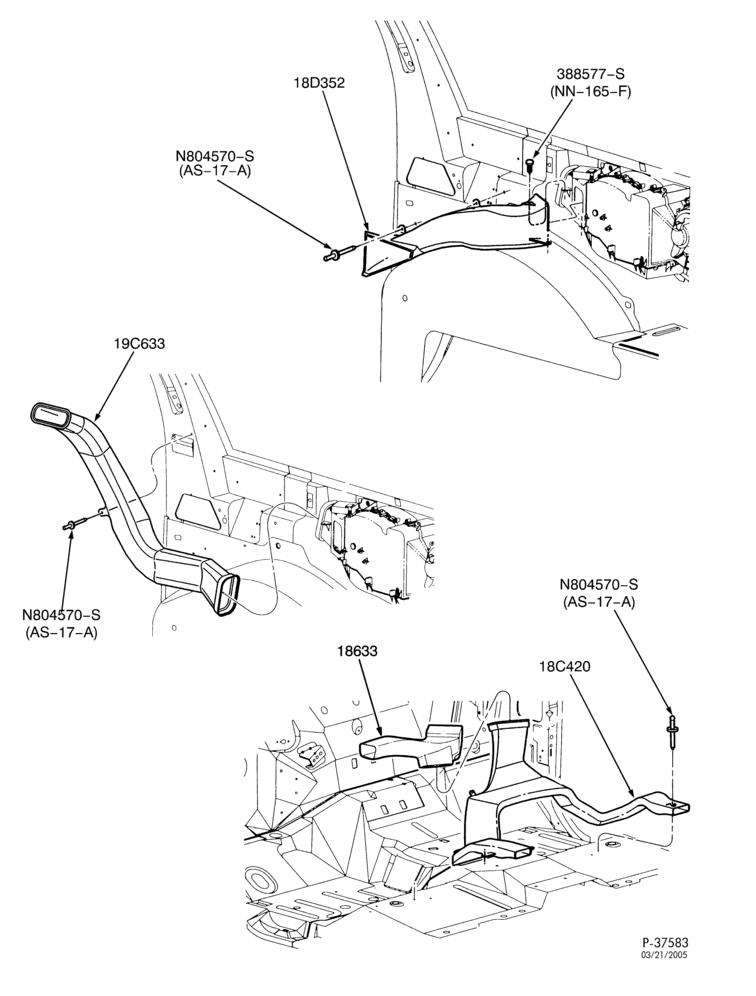 Схема AIR CONDITIONING-Auxiliary a/c & heater ducts-L1