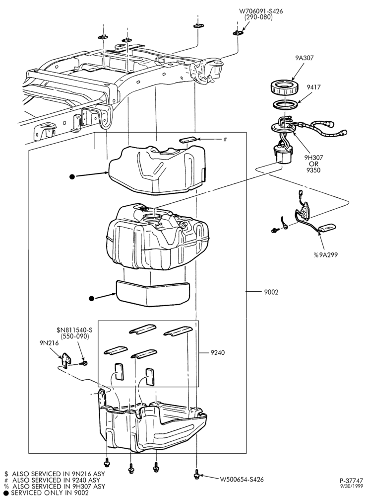 Схема 8 CYL. 5.4L-Fuel tank & related parts - except California emissions