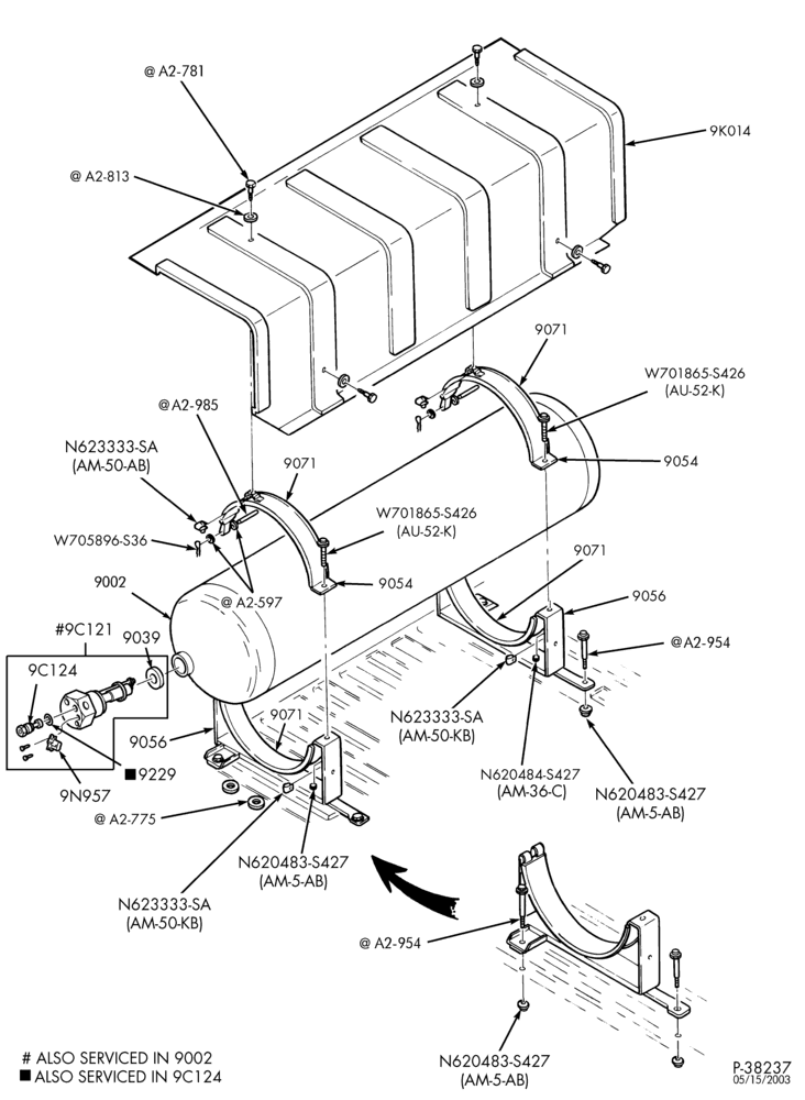 Схема 8-цил. 5,4 л - (BI-FUEL)-Single in-bed tank assembly - Regular Cab - CNG/GAS