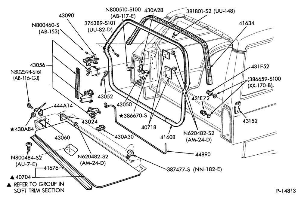 Схема ROOF-Tailgate parts - window mechanism - hinges - body type 74