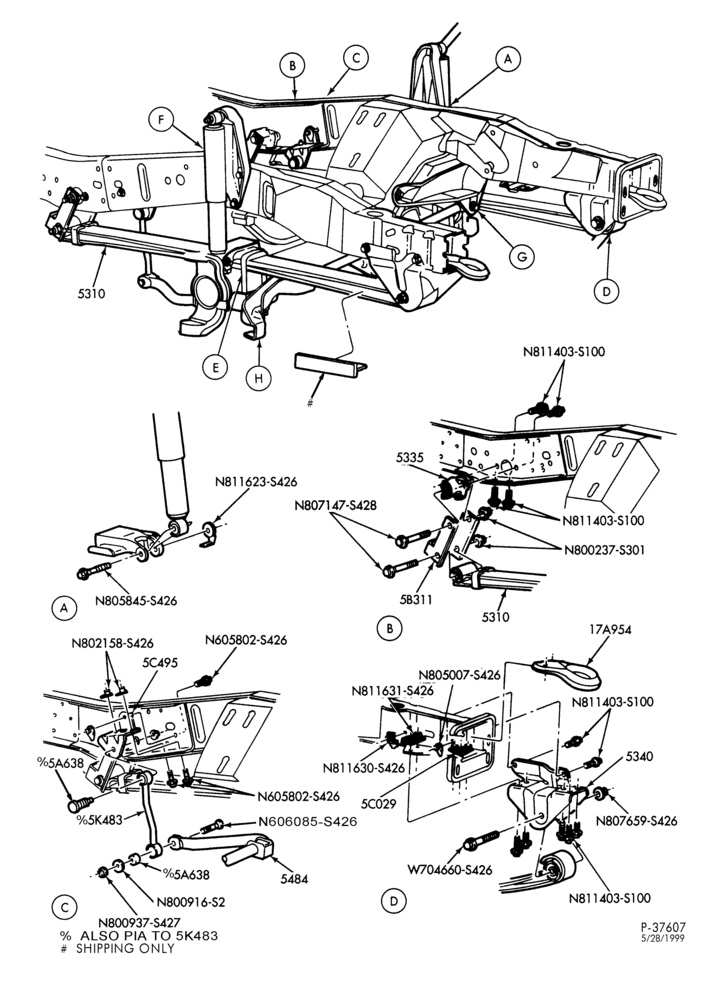 Схема Передний мост — Передняя подвеска - 4x2 - Monobeam - Page A-F450SD/550SD