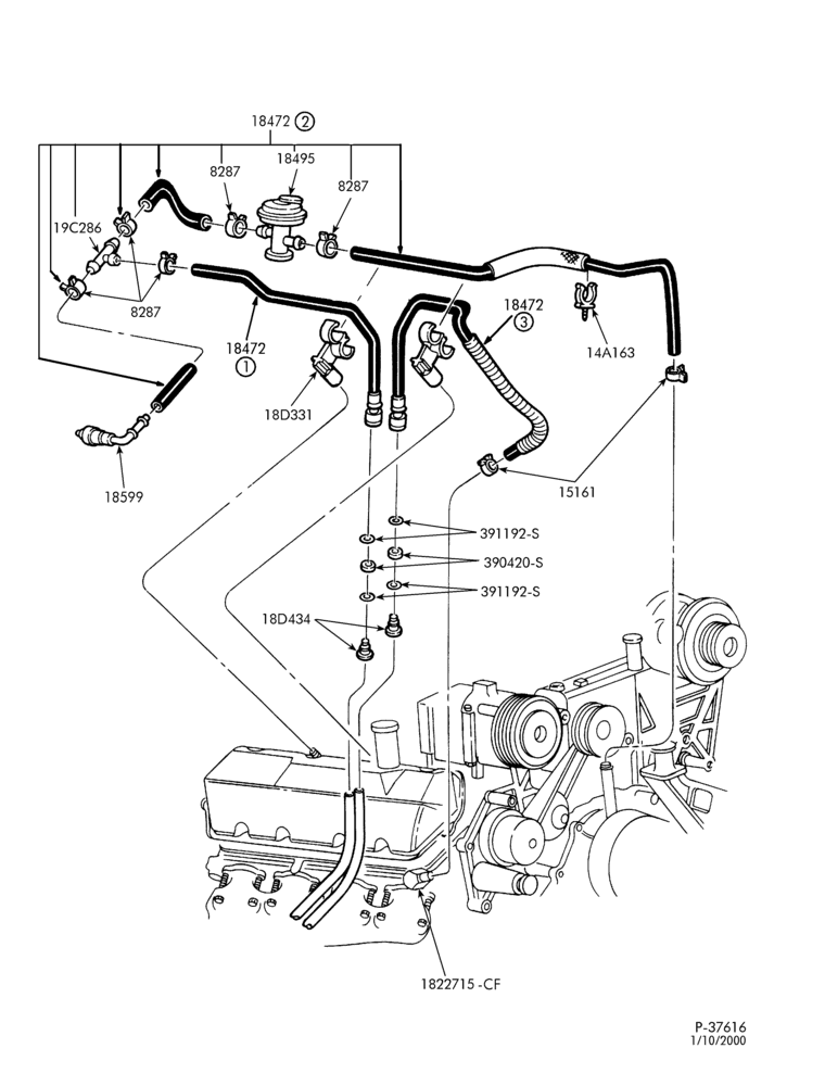 Схема HEATERS-Heater hose installation - with auxiliary a/c & heat - 8 cyl. 7.3L powerstroke-L1
