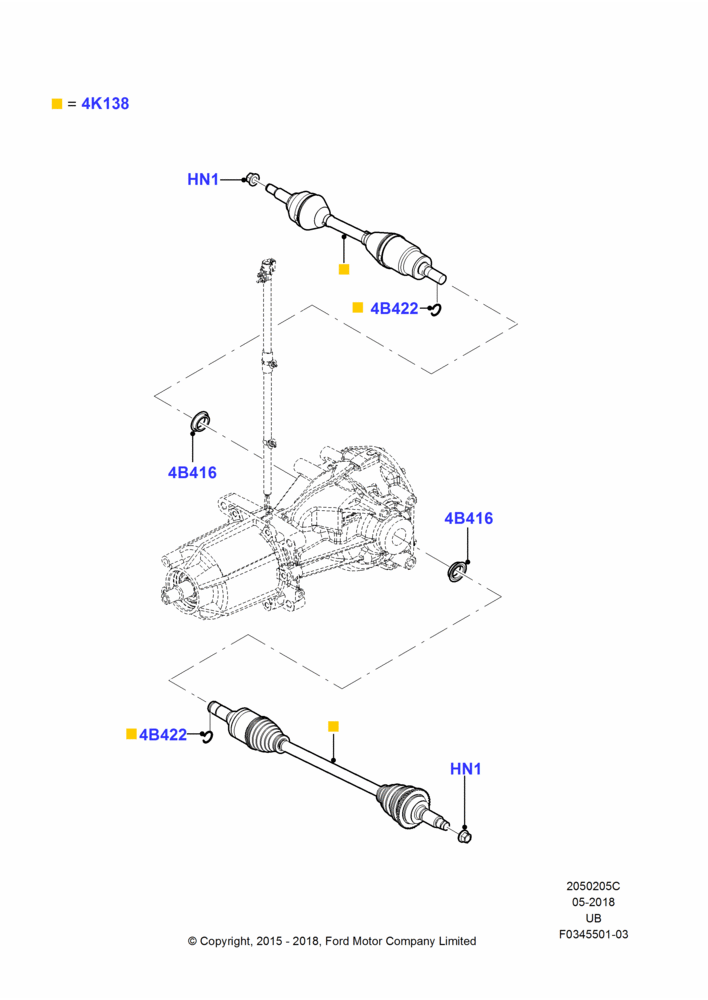 Схема Задний мост, LHD 4WD (FTD), Axle Shaft; 06.02.2012–03.03.2019