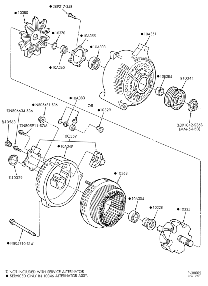 Схема DISTRIBUTOR AND IGNITION SYSTEM-Alternator - Motorcraft 110 amp.