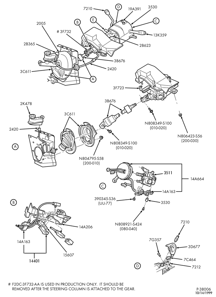 Схема AX4N TYPE - EXTERNAL PARTS-Steering column for column shift - tilt wheel - without microphone - Page A