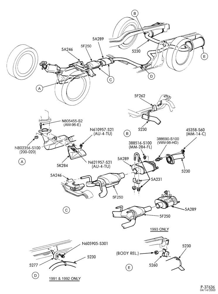 Схема FRAME-(S,MF) 8 CYL. 5.0L. DUAL EXHAUST 50 STATES & CANADA
