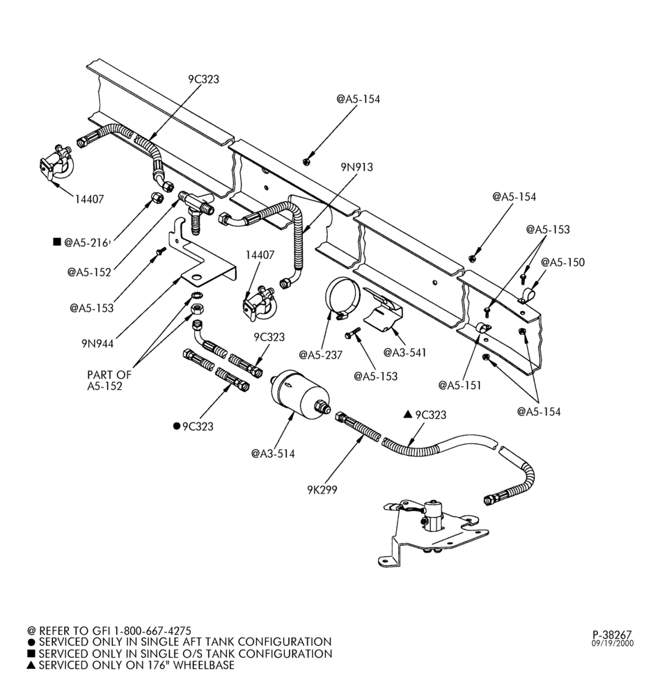 Схема 10-цил. 6,8 л - (BI-FUEL)-Fuel tank & related parts - single outside tank assembly - LPG/GAS