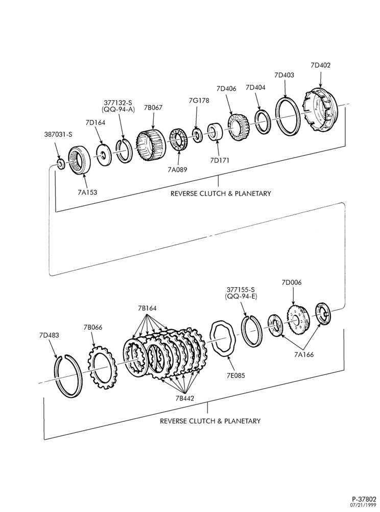 Схема 4R100 TYPE-INTERNAL PARTS - Clutches, gears, shafts & plates - Page E-E150/450