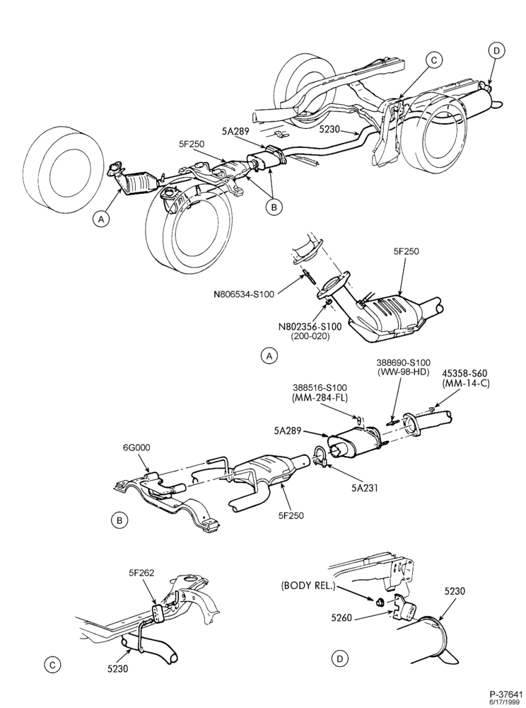 Схема FRAME-(S,MF) 6 CYL. 3.8L SINGLE EXHAUST W/RESONATOR 50 STATES & CANADA