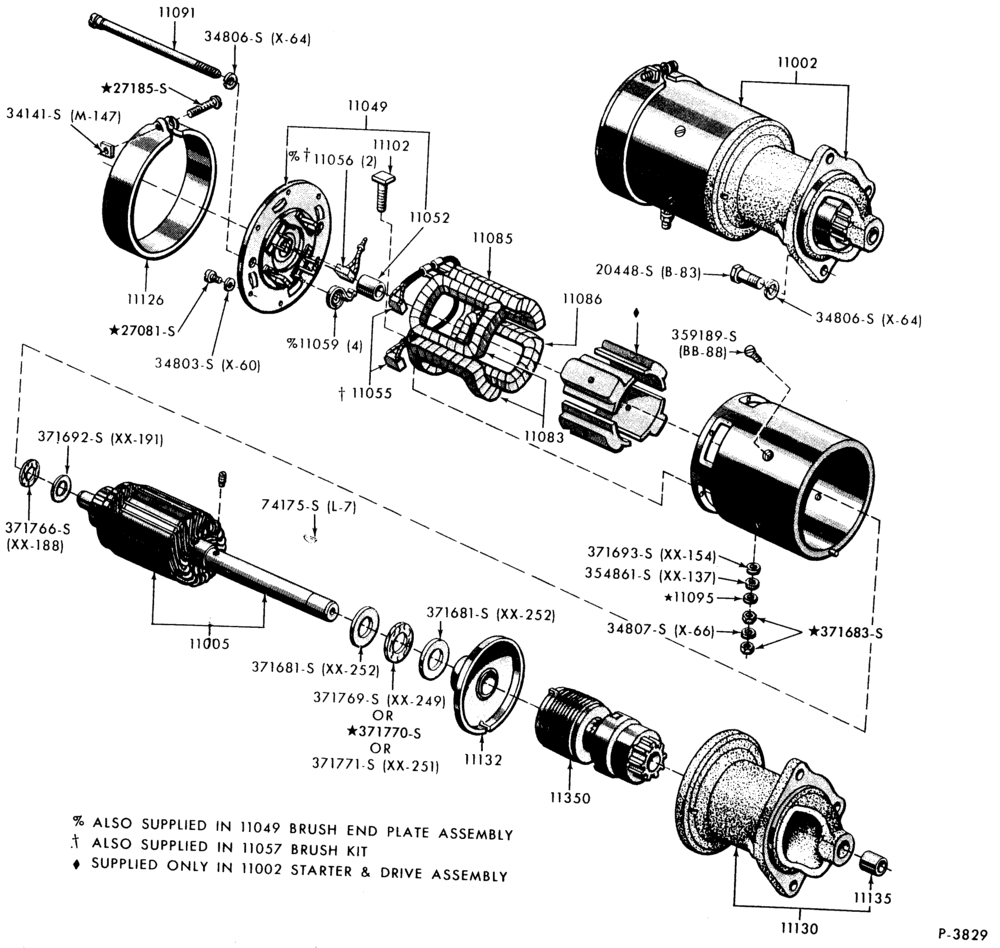 Схема STARTERS-Starter and drive assy. (12 volt-inertia)-Motorcraft or Prestolite