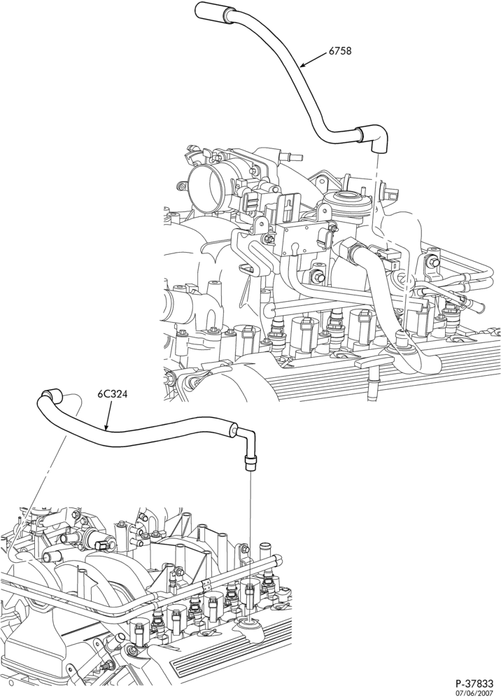 Схема 8 CYL. 5.4L-Emission control crankcase - W/O heated PCV