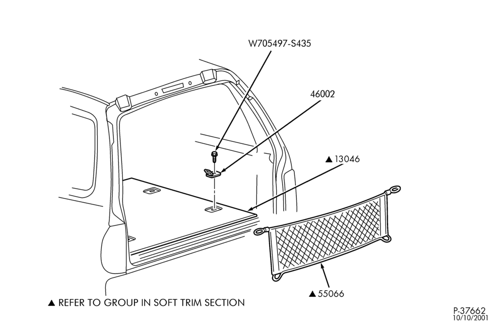Схема SOFT, INTERIOR TRIM-Luggage hold down net & related parts-L1