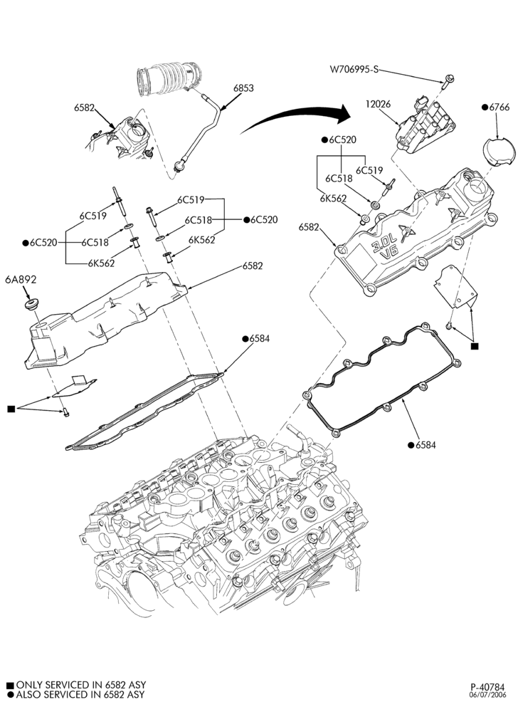 Схема 6 CYL. 3.0L - EXC. DOHC-Rocker arm covers & related parts
