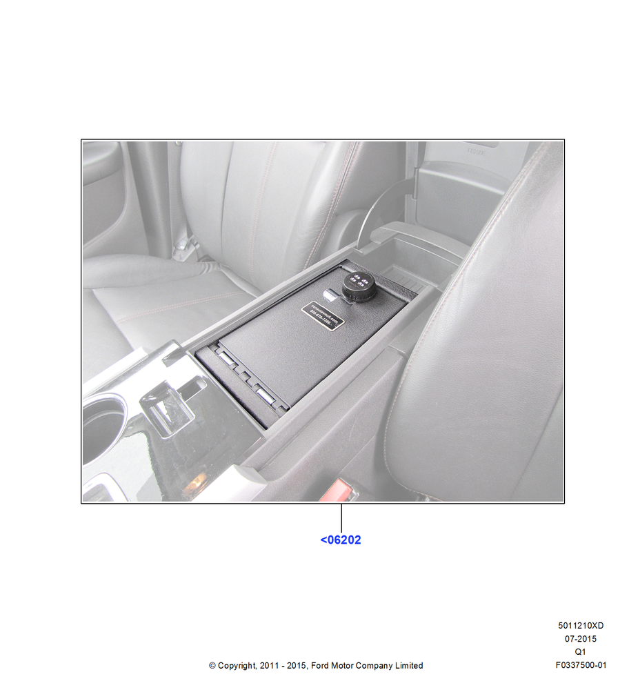 Схема Консоль напольная, Ford Series, Accessory - Console Vault; 08.08.2011