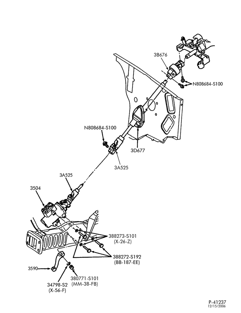 Схема STEERING-Steering column - tilt wheel - lower-E150/550