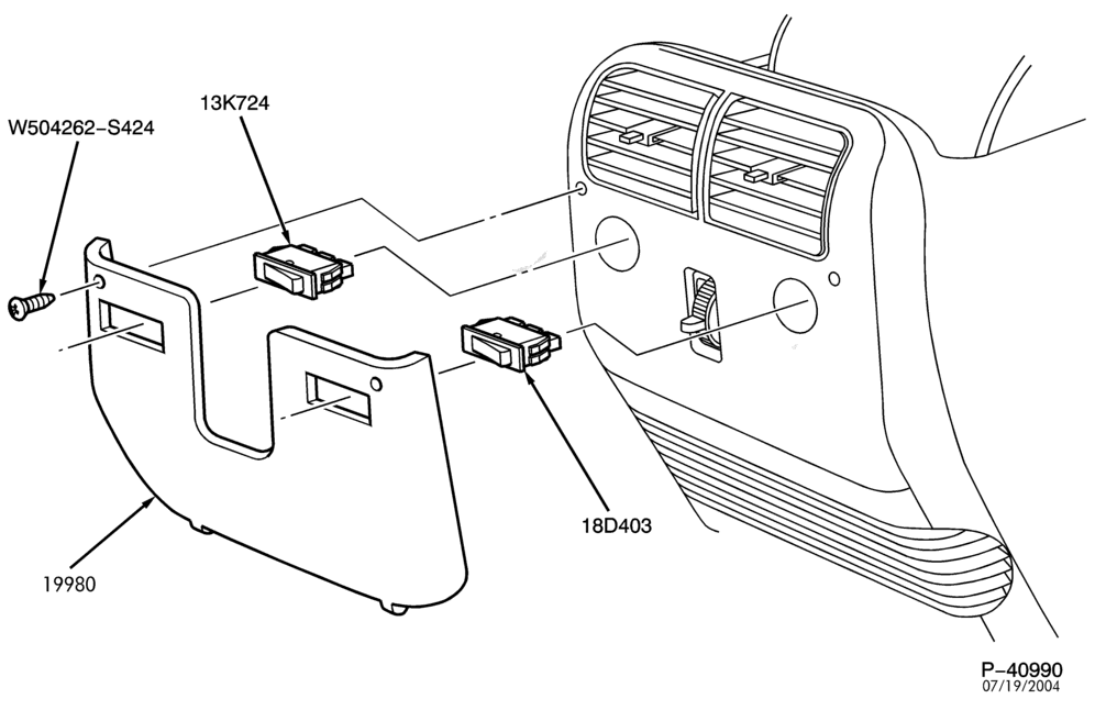 Схема AIR CONDITIONER-A/C bezel - rear seat - NYC taxi