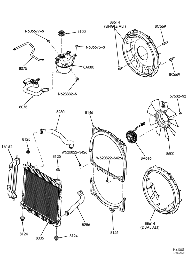 Схема Радиатор, GRILL AND COOLING-Cooling system & related parts - 8 cyl. 6.0L Diesel-E350/550