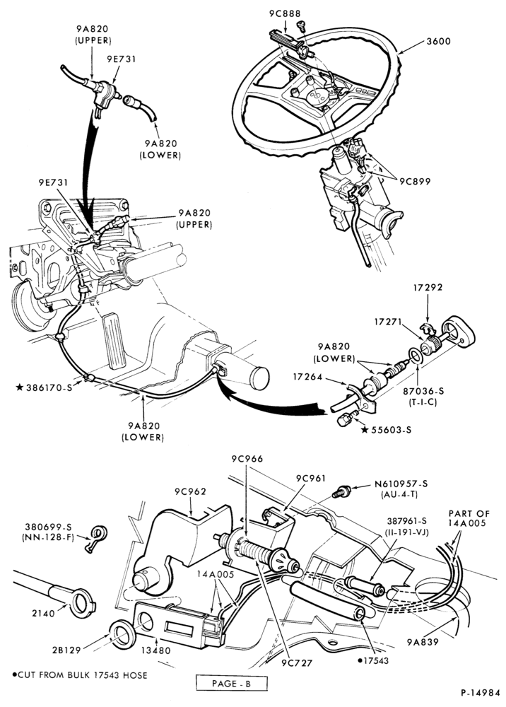 Схема 8 CYL. 5.8LW (351 C.I.D.) - W-Speed control and related parts - passenger compartment- Page B