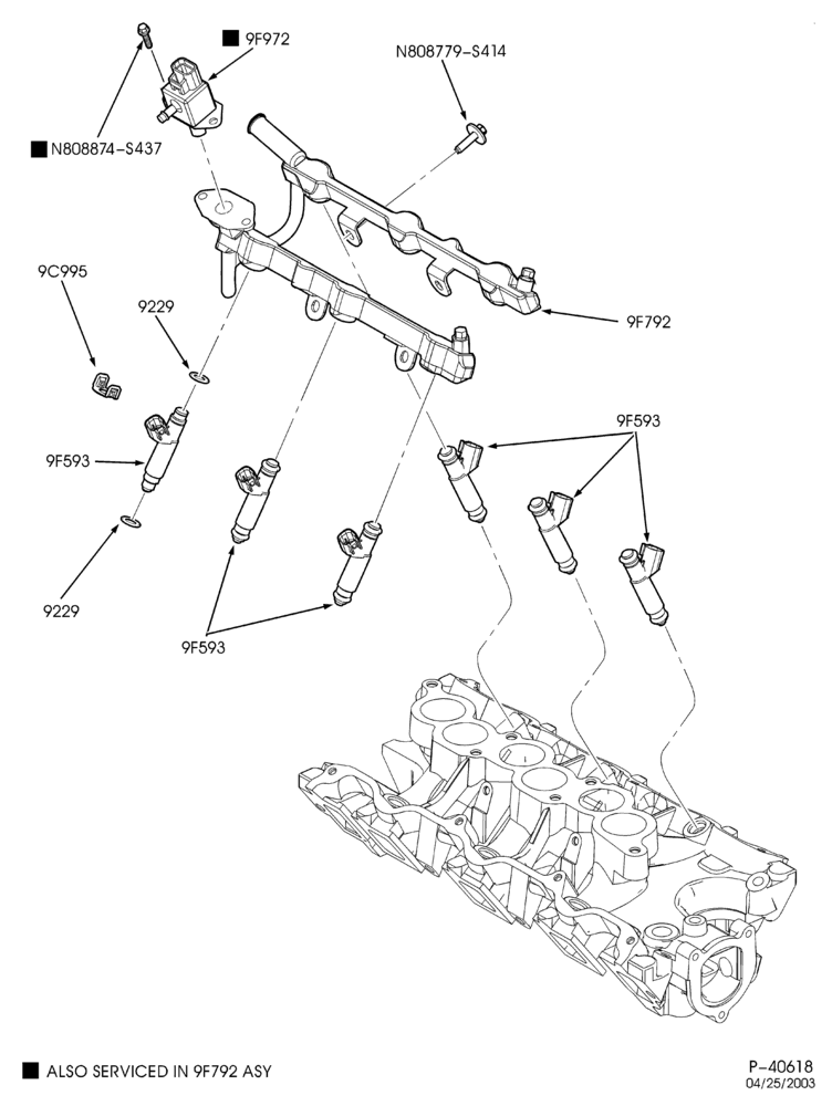 Схема 6 CYL. 3.0L - EXC. DOHC-Fuel injection manifold, injectors, & related parts