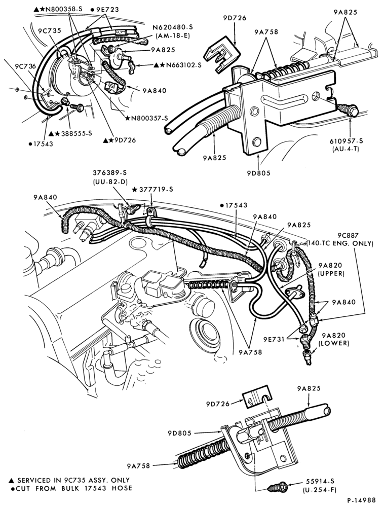 Схема 4 CYL. 2.3L (140 C.I.D.) - TC (TURBO)-Speed control and related parts - engine compartment